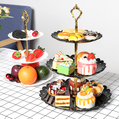 亚马逊热销 欧式 果盘三层点心架水果盘婚礼蛋糕盘蛋糕架糖果盘架