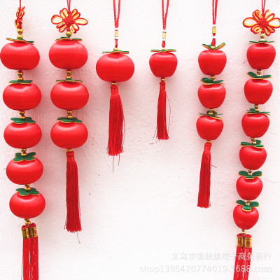 新品丝光线小红灯笼苹果串丝线小中国结灯笼房间植物装饰舞蹈装扮