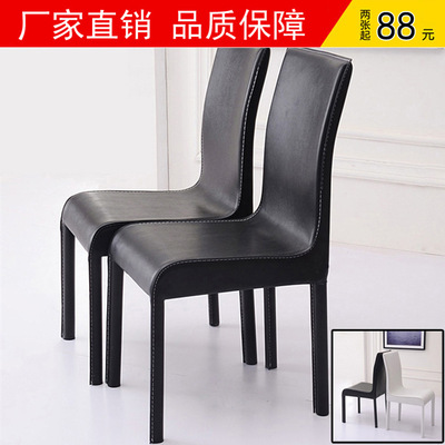 厂家直销现代简约皮餐椅酒店餐厅凳餐桌椅办公家用黑白色靠背椅子
