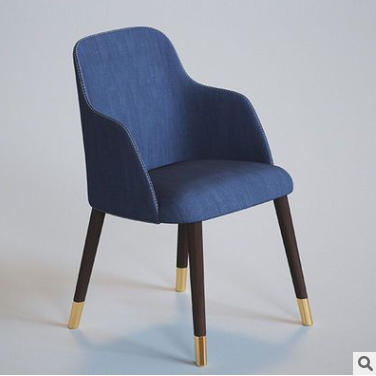 北欧实木餐椅简约现代轻奢家用布艺酒店洽谈椅设计师客厅休闲椅子