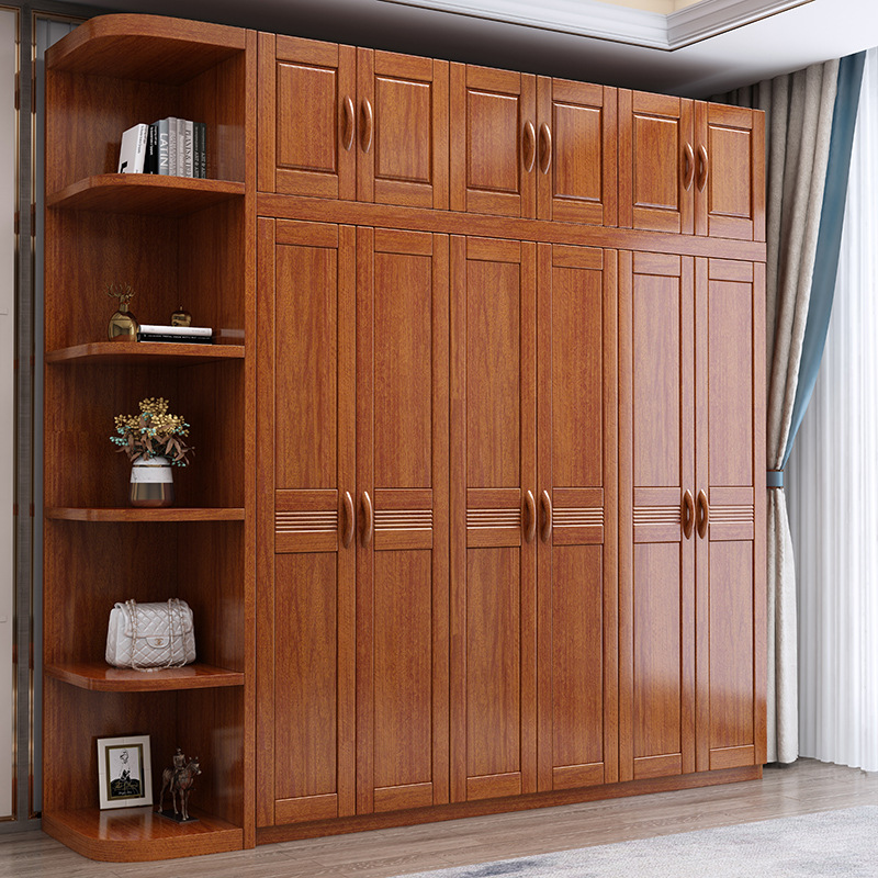 胡桃木衣柜简易组装家用卧室衣橱柜子经济型中式实木衣柜