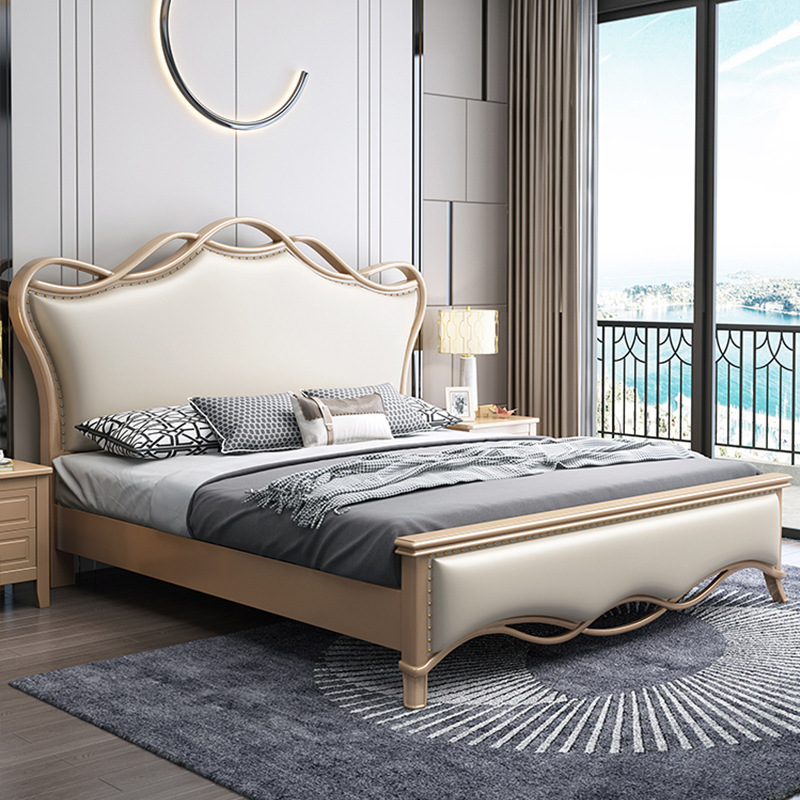 轻奢美式实木床现代简约法欧式1.8米双人主卧公主白色1.5高箱储物