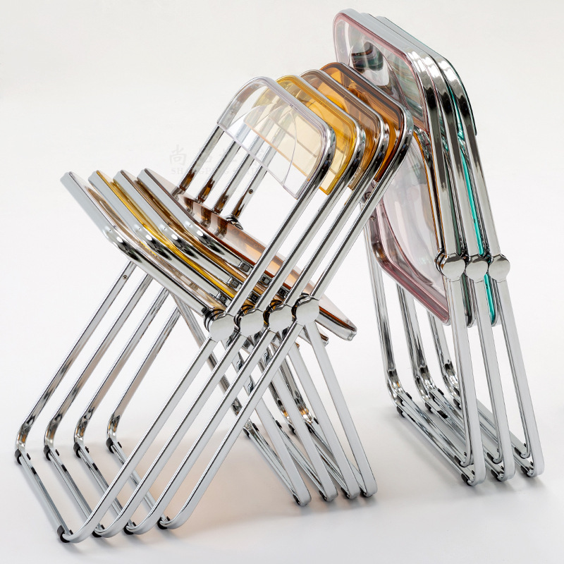 透明折叠椅餐椅ins网红亚克力塑料水晶椅设计师chair拍照洽谈椅子