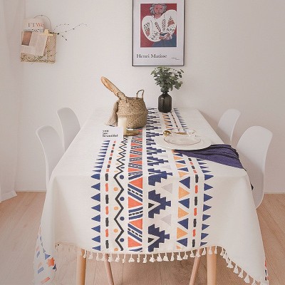 波西米亚简约民族风流苏桌布 加厚雪尼尔餐桌布客厅茶几桌布
