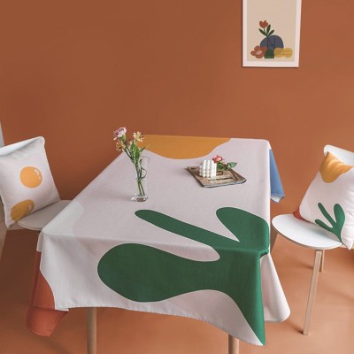 纯色块简约网红ins桌布防水跨境布艺餐桌布长方形餐台布茶几桌布