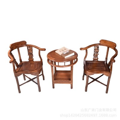 茶椅子实木禅椅新中式圈椅定制老榆木仿古休闲椅扶手围椅主人位