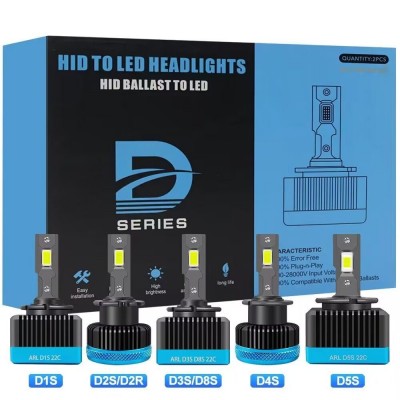 跨境爆款汽车LED大灯D1S/D2S/D3S /D4S/D5SD8S大功率55W 双铜管灯