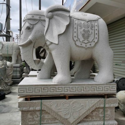 汉白玉石雕大象 定制惠安石雕大象